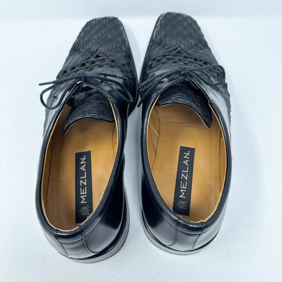VTG RARE Mezlan Shoes Mens 13M Black Derby Leather Lace Up Cut Out Casual Dress - Picture 6 of 13